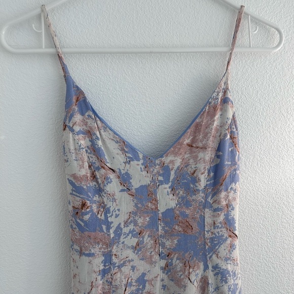 ASTR The Label Godet Dress XS Blue Multi Tie Dye Slip Skater Mini Romantic - Picture 3 of 10